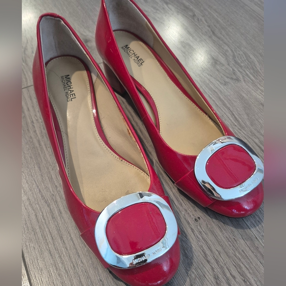 Michael Kors Red Pumps with Silver Accents Size 8